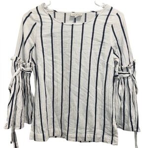 Lucky Brand White and Blue Striped Blouse